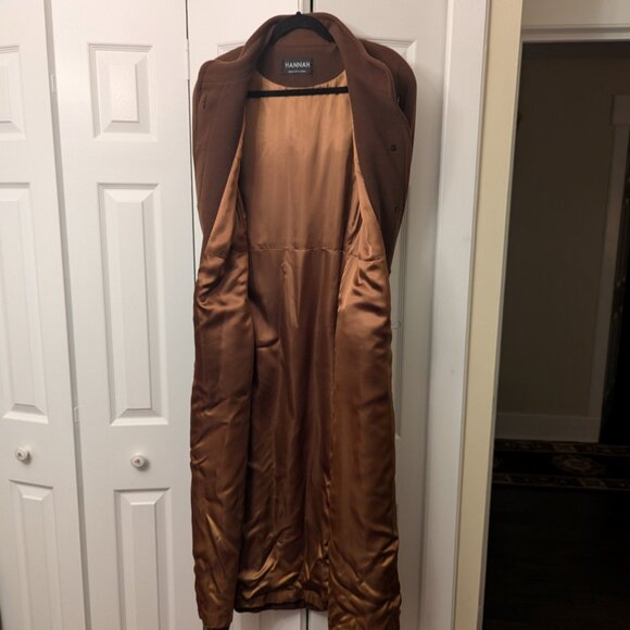 Hannah Ladies Vintage 100% Pure Virgin Wool & Cashmere Coat. Fur Cuffs. Size 12 - Picture 4 of 6